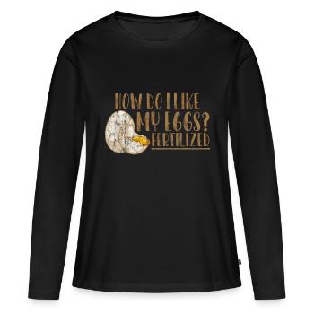 Comment est-ce que j’aime mes ovules, fécondés 3 - T-shirt manches longues Premium bio Femme - noir - Devant - Julia (174cm)