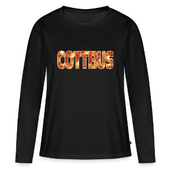 Cottbus - Frauen Premium Bio Langarmshirt - Schwarz - Vorne - Julia (174cm)