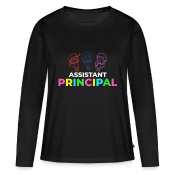Chef d’établissement Directeur Directeur Directeur de la direction de l’école - T-shirt manches longues Premium bio Femme - noir - Devant - Julia (174cm)