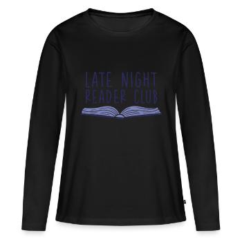 Club de lecture de fin de soirée 2 - T-shirt manches longues Premium bio Femme - noir - Devant - Julia (174cm)