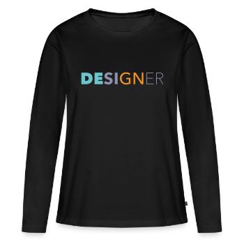 Concepteur - T-shirt manches longues Premium bio Femme - noir - Devant - Julia (174cm)