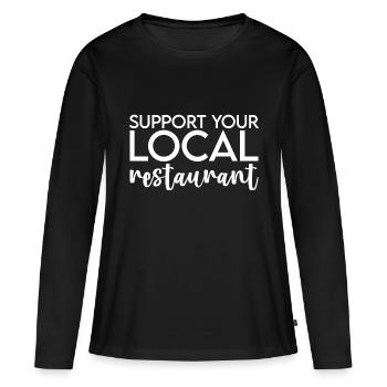 Soutenez votre restaurant local - T-shirt manches longues Premium bio Femme - noir - Devant - Julia (174cm)