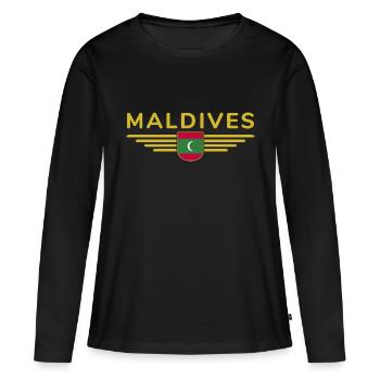 Maldives Fans : Maillots exclusifs - T-shirt manches longues Premium bio Femme - noir - Devant - Julia (174cm)