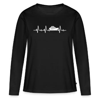 bateau de croisière heartbeat bateau de croisière - T-shirt manches longues Premium bio Femme - noir - Devant - Julia (174cm)