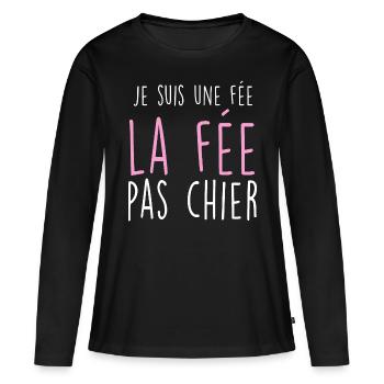 Je Suis La Fée la fée Pas Chier Humour Femme - T-shirt manches longues Premium bio Femme - noir - Devant - Julia (174cm)