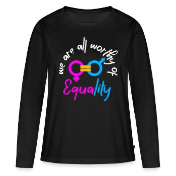 Égalité - T-shirt manches longues Premium bio Femme - noir - Devant - Julia (174cm)