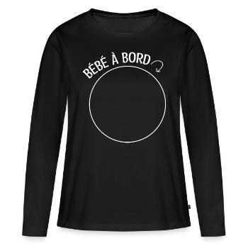 bébé à bord - T-shirt manches longues Premium bio Femme - noir - Devant - Julia (174cm)