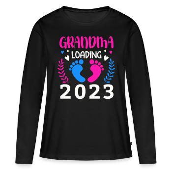 Grand-mère-à-être 2023 Grand-mère chargement 2023 Grand-mère - T-shirt manches longues Premium bio Femme - noir - Devant - Julia (174cm)
