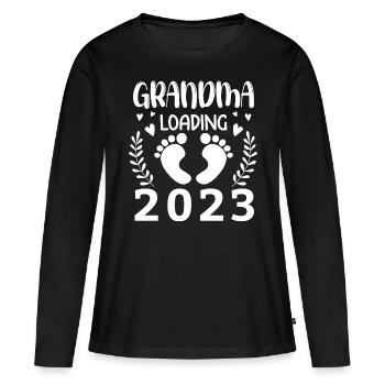 Grand-mère-à-être 2023 Chargement de grand-mère 2023 - T-shirt manches longues Premium bio Femme - noir - Devant - Julia (174cm)