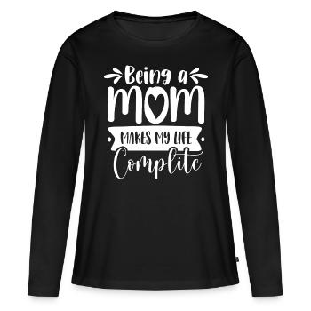 Being a mother completes me - Women's Premium Organic Long Sleeve Shirt - black - Front - Julia (174cm)