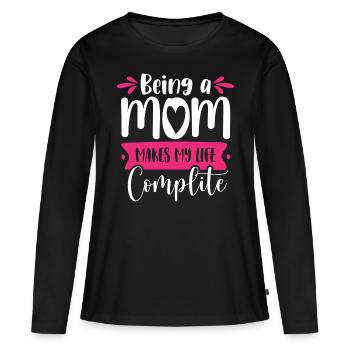 Being a mother completes me - Women's Premium Organic Long Sleeve Shirt - black - Front - Julia (174cm)
