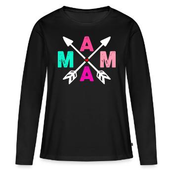 Mama Heart Arrow - T-shirt manches longues Premium bio Femme - noir - Devant - Julia (174cm)