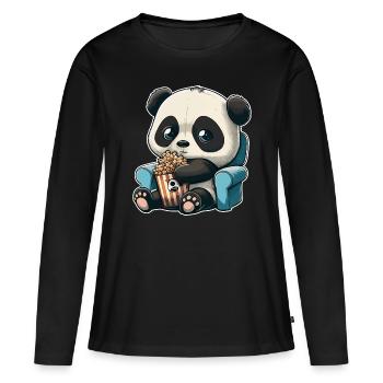 Série Junkie Series Marathon Panda Popcorn Canapé - T-shirt manches longues Premium bio Femme - noir - Devant - Julia (174cm)