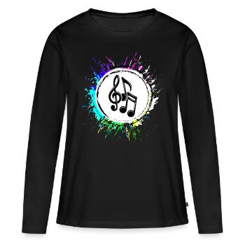 Musiknoten zeichen - Frauen Premium Bio Langarmshirt - Schwarz - Vorne - Julia (174cm)