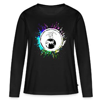 Planète Terre - T-shirt manches longues Premium bio Femme - noir - Devant - Julia (174cm)