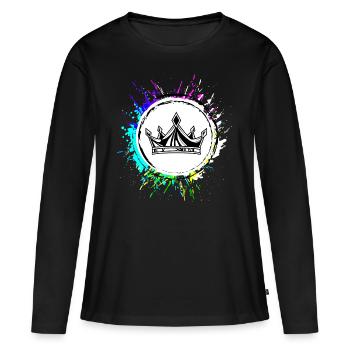 Icône de l’icône de la couronne - T-shirt manches longues Premium bio Femme - noir - Devant - Julia (174cm)