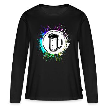 Chope à bière Verre à bière - T-shirt manches longues Premium bio Femme - noir - Devant - Julia (174cm)