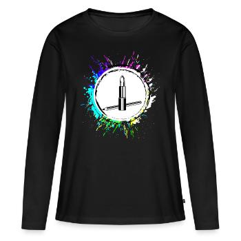 Make Up Kosmetik Icon - Frauen Premium Bio Langarmshirt - Schwarz - Vorne - Julia (174cm)