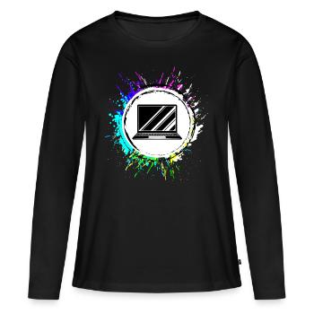 Icône d’ordinateur portable coloré - T-shirt manches longues Premium bio Femme - noir - Devant - Julia (174cm)