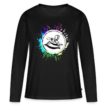 Cheval à bascule icône symbole coloré - T-shirt manches longues Premium bio Femme - noir - Devant - Julia (174cm)