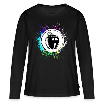 Apfel Bunt vitamine - Frauen Premium Bio Langarmshirt - Schwarz - Vorne - Julia (174cm)