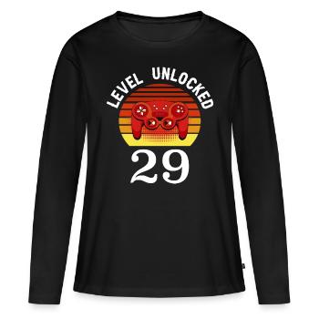 Niveau 29 débloqué 29 anniversaire 29 ans - T-shirt manches longues Premium bio Femme - noir - Devant - Julia (174cm)