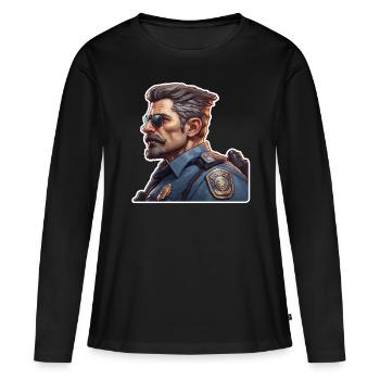 Polizei / Einsatz / Beruf / Job / Einsatzkräfte - Frauen Premium Bio Langarmshirt - Schwarz - Vorne - Julia (174cm)