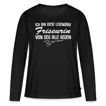 Haare schneiden Legendäre Friseurin - Frauen Premium Bio Langarmshirt - Schwarz - Vorne - Julia (174cm)