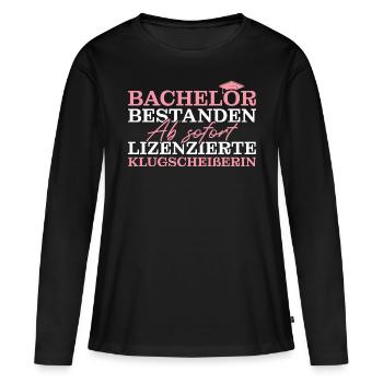 Bachelorprüfung bestanden Bachelor Abschluss - Frauen Premium Bio Langarmshirt - Schwarz - Vorne - Julia (174cm)