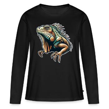 Iguane - T-shirt manches longues Premium bio Femme - noir - Devant - Julia (174cm)
