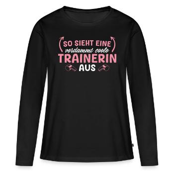 Personal Trainerin Spruch Fußballtrainerin - Frauen Premium Bio Langarmshirt - Schwarz - Vorne - Julia (174cm)