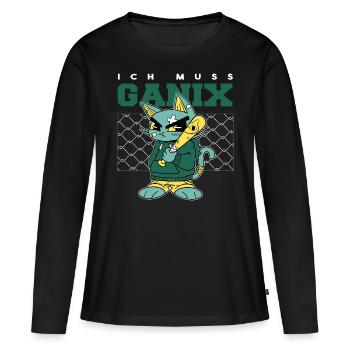 Je dois ganix ! - Dicton serein - T-shirt manches longues Premium bio Femme - noir - Devant - Julia (174cm)