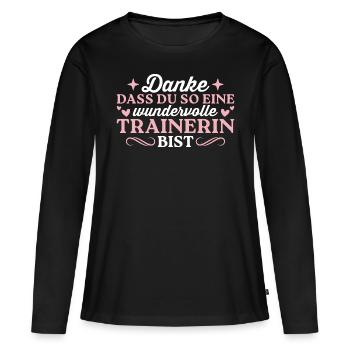 Dankeschön Fußballtrainerin Beste Trainerin - Frauen Premium Bio Langarmshirt - Schwarz - Vorne - Julia (174cm)