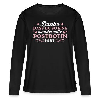 Dankeschön Wundervolle Postbotin - Frauen Premium Bio Langarmshirt - Schwarz - Vorne - Julia (174cm)