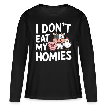 Végétarien Végétalien Végétarien Végétarien - T-shirt manches longues Premium bio Femme - noir - Devant - Julia (174cm)