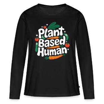 Végétarien Végétalien Végétarien Végétarien - T-shirt manches longues Premium bio Femme - noir - Devant - Julia (174cm)