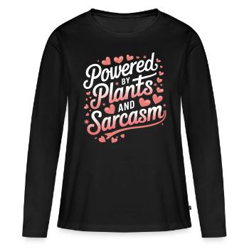 Végétarien Végétalien Végétarien Végétarien - T-shirt manches longues Premium bio Femme - noir - Devant - Julia (174cm)