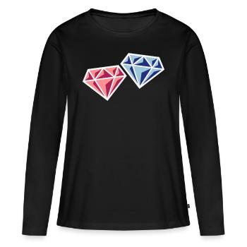 Couple de diamants (symbole de mariage de jeunes mariés / NEG) - T-shirt manches longues Premium bio Femme - noir - Devant - Julia (174cm)