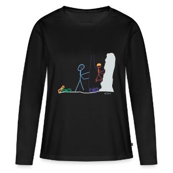Kletterwand - Frauen Premium Bio Langarmshirt - Schwarz - Vorne - Julia (174cm)
