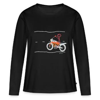 Motorad Strichmännchen, Frau Bike Moped Enduro - Frauen Premium Bio Langarmshirt - Schwarz - Vorne - Julia (174cm)