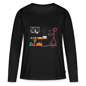 Chef stick figure, woman profession hobby top chef - Women's Premium Organic Long Sleeve Shirt - black - Front - Julia (174cm)