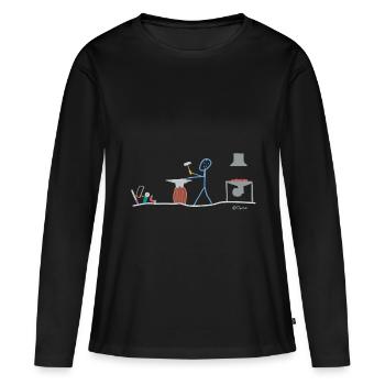Blacksmith stick figure, metal craft work job - Women's Premium Organic Long Sleeve Shirt - black - Front - Julia (174cm)