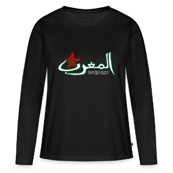 Maroc en Arabe - T-shirt manches longues Premium bio Femme - noir - Devant - Julia (174cm)