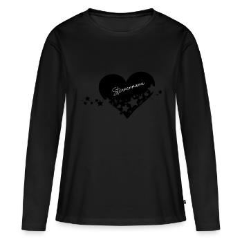 Sternenmama Herz - Frauen Premium Bio Langarmshirt - Schwarz - Vorne - Julia (174cm)