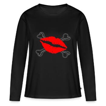 St. Pauli - T-shirt manches longues Premium bio Femme - noir - Devant - Julia (174cm)