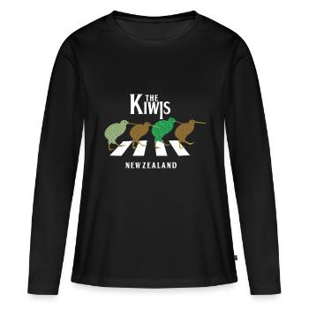 the kiwis - Frauen Premium Bio Langarmshirt - Schwarz - Vorne - Julia (174cm)