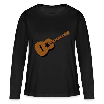 Akustik Gitarre, einfach, simpel, Musik - Frauen Premium Bio Langarmshirt - Schwarz - Vorne - Julia (174cm)