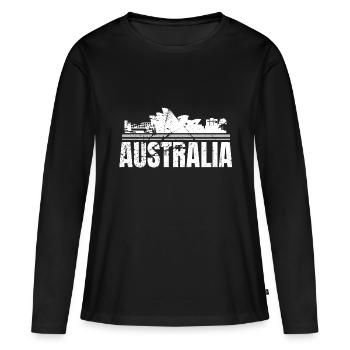 Australie - T-shirt manches longues Premium bio Femme - noir - Devant - Julia (174cm)