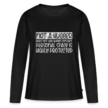 Pas un câlin, n’aime pas le contact humain 3 - T-shirt manches longues Premium bio Femme - noir - Devant - Julia (174cm)