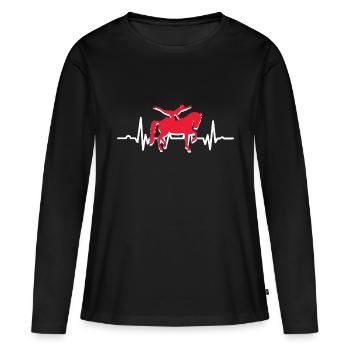 Cheval Rythme Cardiaque Équitation - T-shirt manches longues Premium bio Femme - noir - Devant - Julia (174cm)